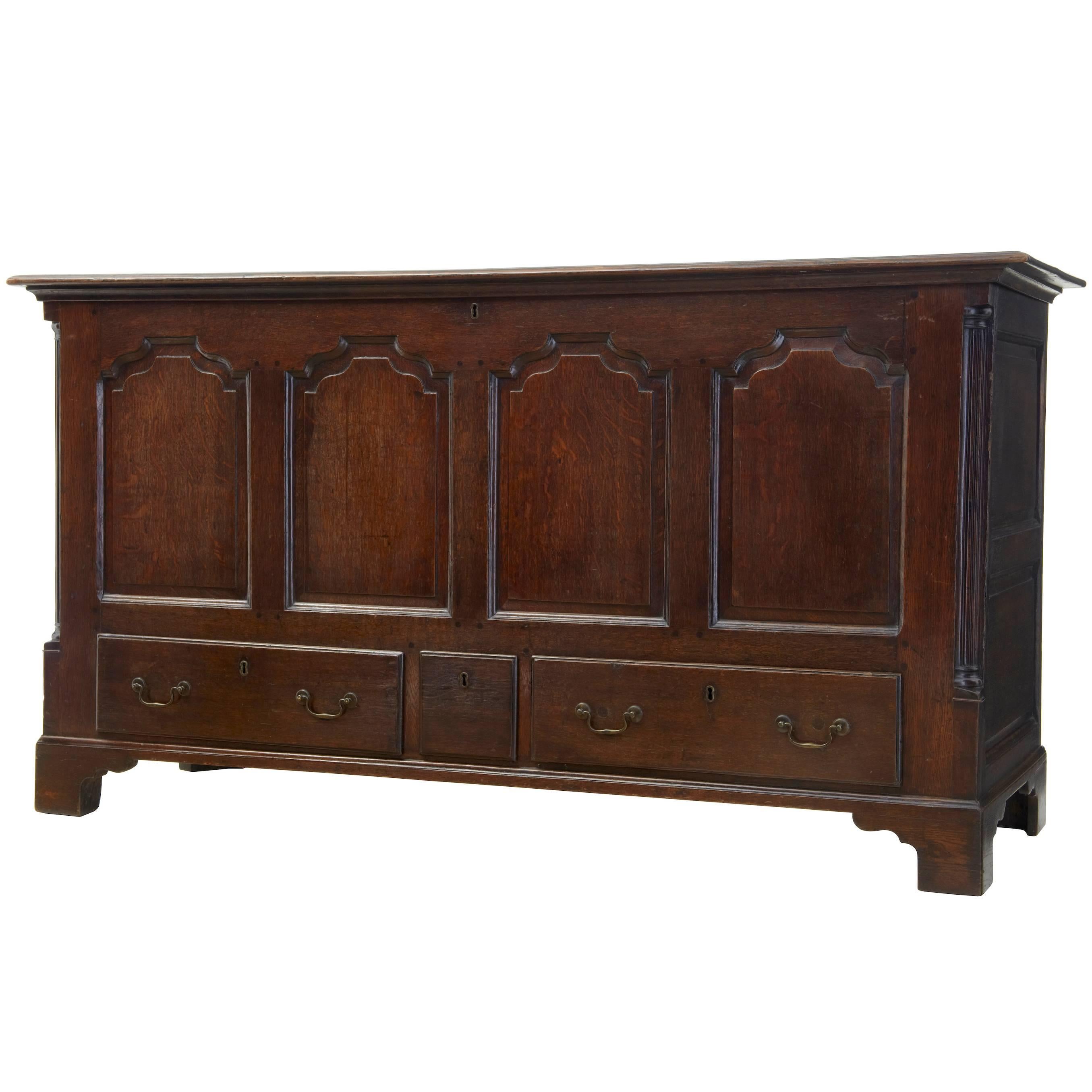 18th Century Large English Oak Mule Chest Coffer