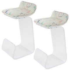 Pair of Sculptural Bar Stools in Molded Lucite Pair of Sculptural Bar Stools in Molded Lucite