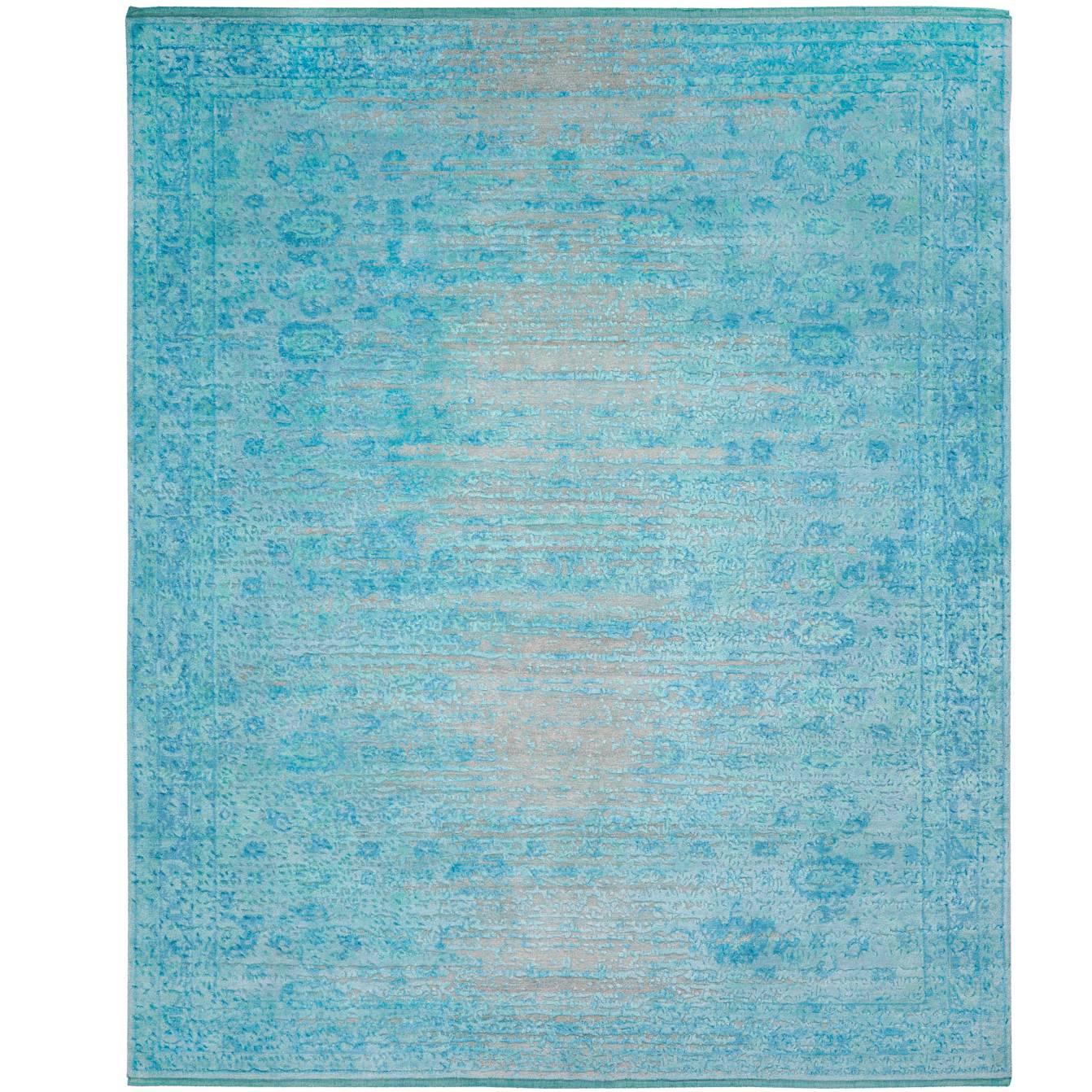 Bidjar Stomped Reverse Turquoise from Bidjar Carpet Collection by Jan Kath.  For Sale