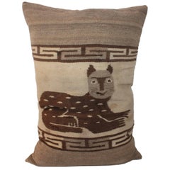 Vintage Folky Cat Indian Weaving Pillow