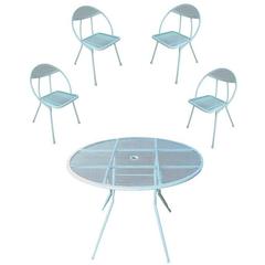 Salterini Mid-Century Modern Steel Outdoor/Patio Dining Set with Four Chairs 10