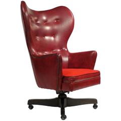 Leather Wingback Rolling Chair by Schafer Bros.