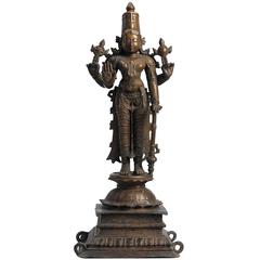 A large Indian bronze figure of Vishnu