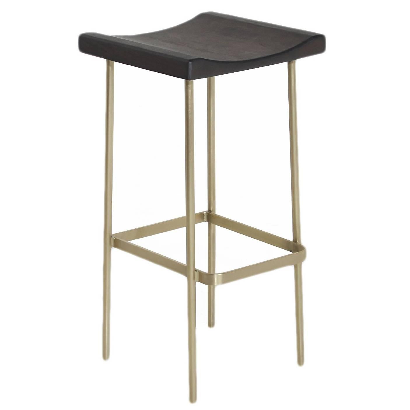 Bundinha Stool with Brass Base by Thomas Hayes Studio For Sale