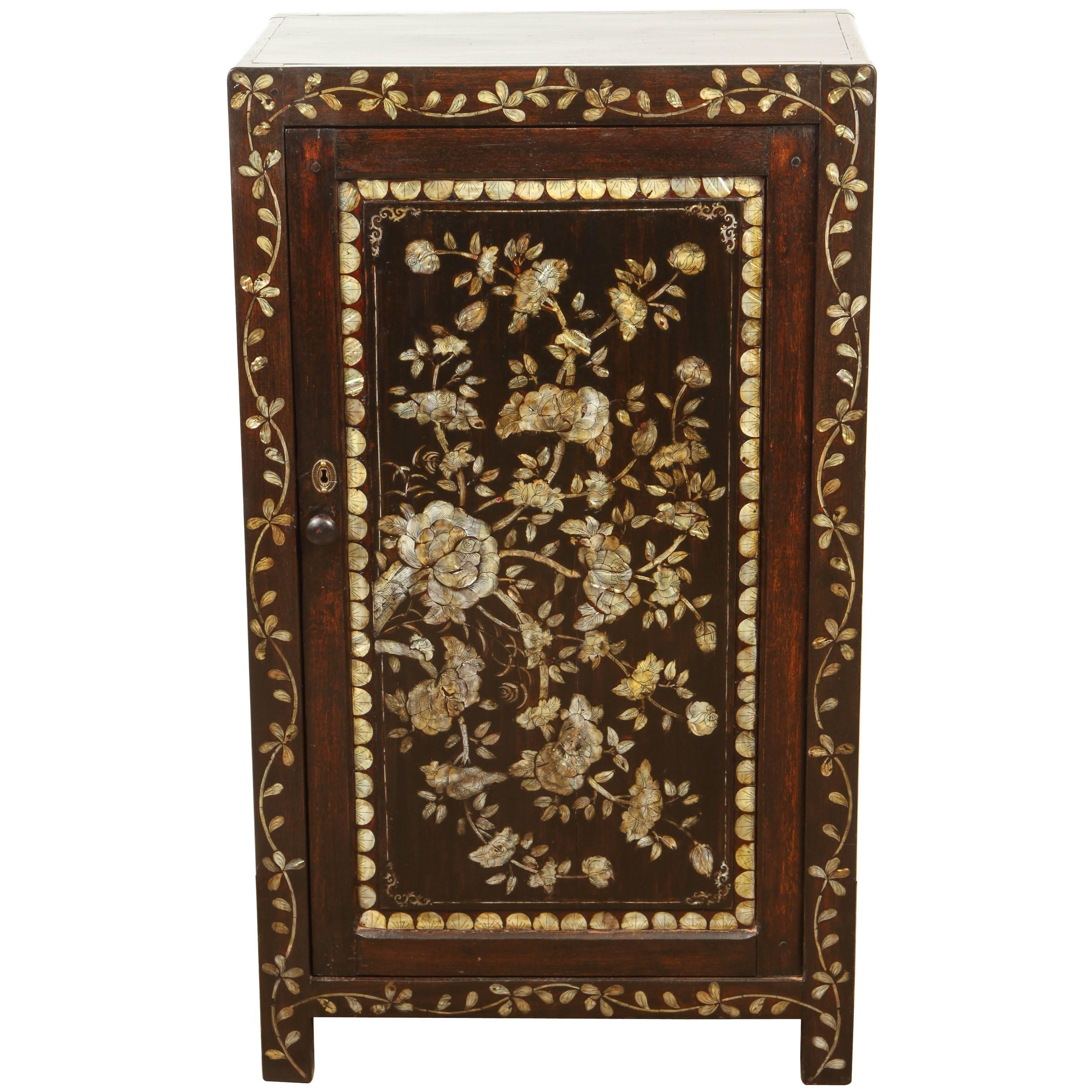 French Colonial Rosewood and Mother-of-Pearl Inlaid Cabinet