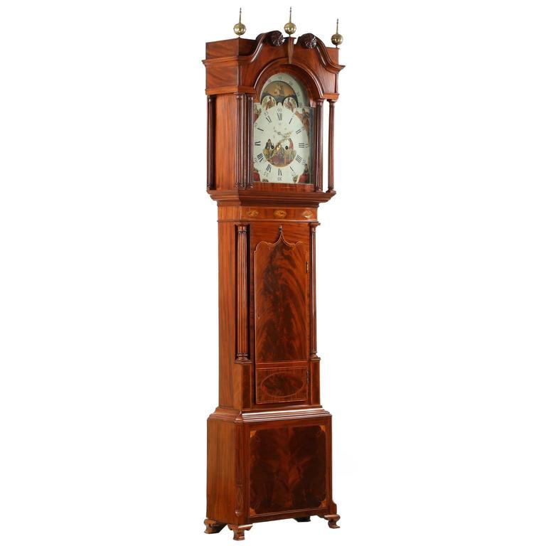 English Mahogany Antique Tall Case Clock Tribute to Admiral