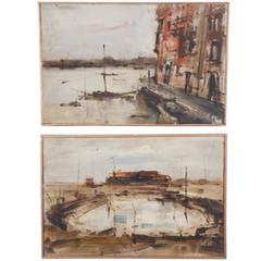 Pair of Petite Venetian Scene Oil Paintings