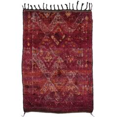 Mid-Century Modern Berber Moroccan Rug in Raspberry Sorbet 4