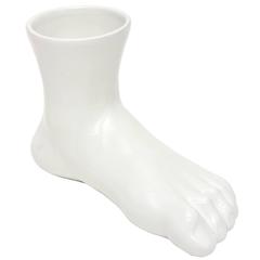 Italian Fornasetti Style Ceramic Foot Vase/Vessel 