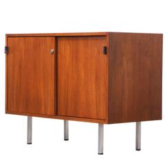 Florence Knoll Walnut Credenza with Leather Pulls
