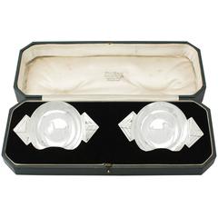 Pair of Sterling Silver Bon Bon Dishes by R E Stone - Art Deco Style - Antique 1