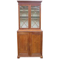 Georgian Pine Cupboard, circa 1780, Stepback with Old Glass