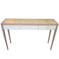 Custom Cerused Oak and Parchment Console Table 5