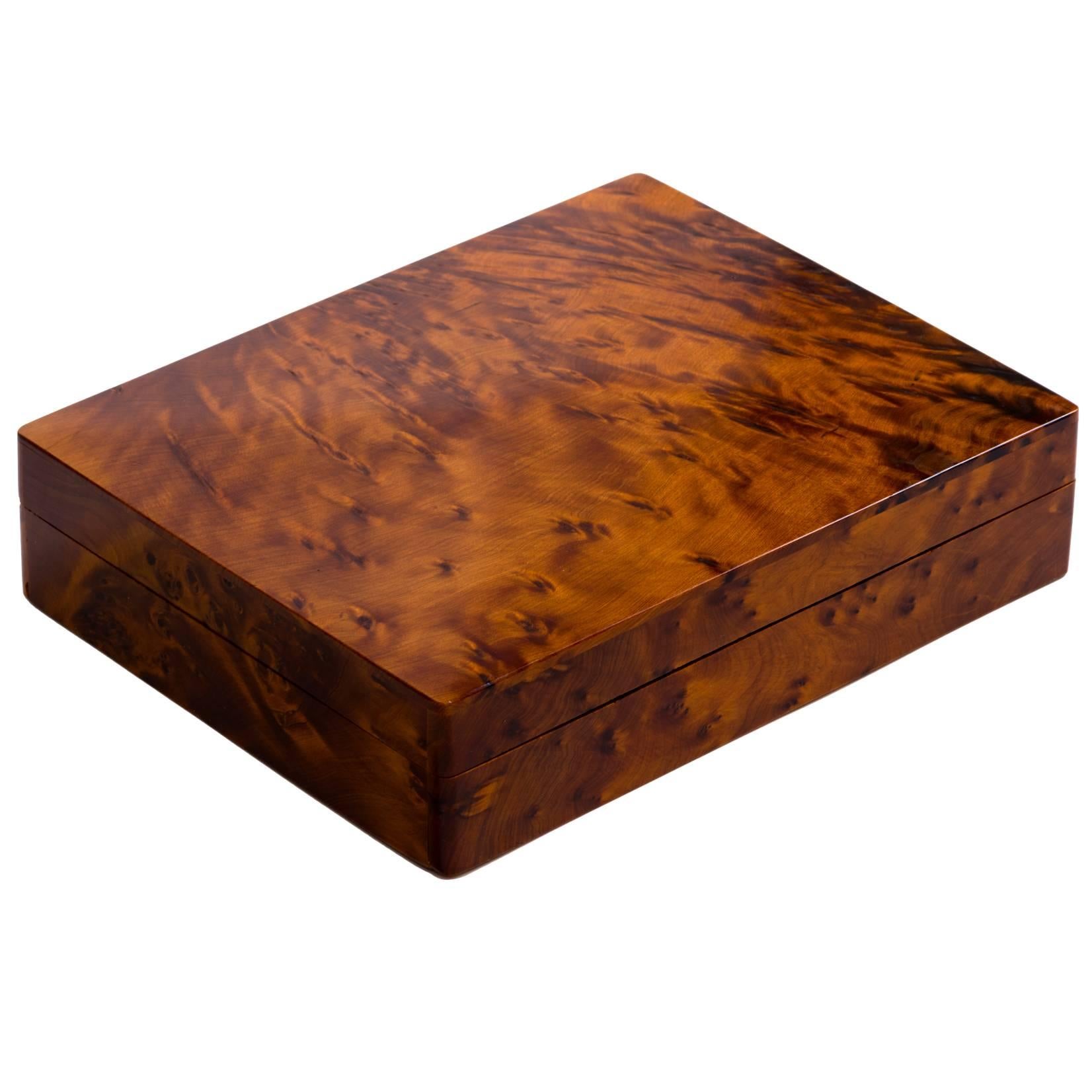 Italian Art Deco Burl Wood Cigar Box