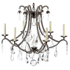 Beaded Wrought Iron Six-Light Chandelier 9