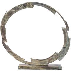 Vintage Bruno Romeda Circular Bronze Sculpture