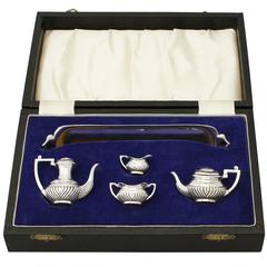 Sterling Silver Miniature Queen Anne Style Tea and Coffee Service with Tray