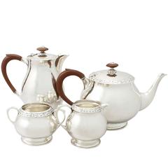 Antique Sterling Silver Four Piece Tea or Coffee Service, Art Nouveau 8