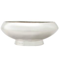 Sterling Silver Presentation Dish / Bowl - Art Deco Style - Vintage Elizabeth II