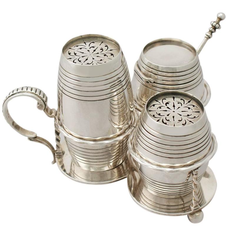 Sterling Silver Cruet Set, Antique Victorian For Sale at 1stdibs