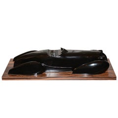 Sculpture of a Vintage Car Aubuan Resin Molding on Ebony Base