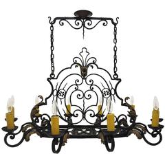 Ten-Light French Iron Kitchen Island Chandelier