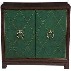 Tommi Parzinger Leather Front Walnut Cabinet 2