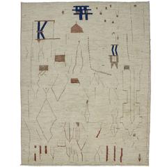 Contemporary Moroccan Rug with Brutalist Design and Tribal Motifs