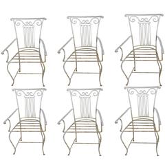 Set of Six Neoclassical Wrought Iron Garden Chairs 9