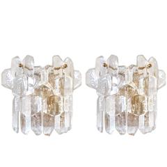 Pair of Thick Textured Glass Sconces by J. T. Kalmar 8