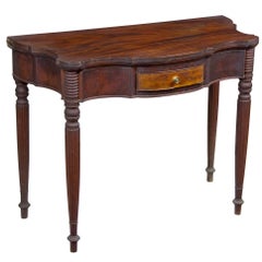 Antique Mahogany Sheraton Serpentine Card Table with Figured Birch Drawer, Harvard, MA