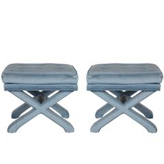 Pair of X-Base Stools or Benches after Billy Baldwin