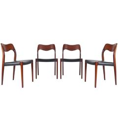 Danish Rosewood Dining Chairs No. 71 by Niels Moller