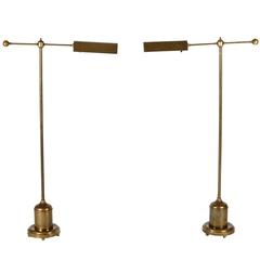 Retro Handsome Pair of Brass Task Lamps