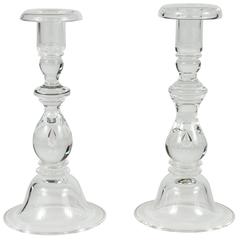 Elegant Crystal Teardrop Candleholders by Steuben