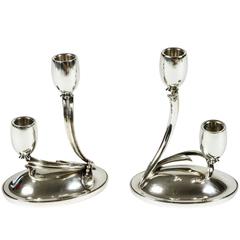 Pair of Sterling Silver Candlesticks by Alphonse La Paglia