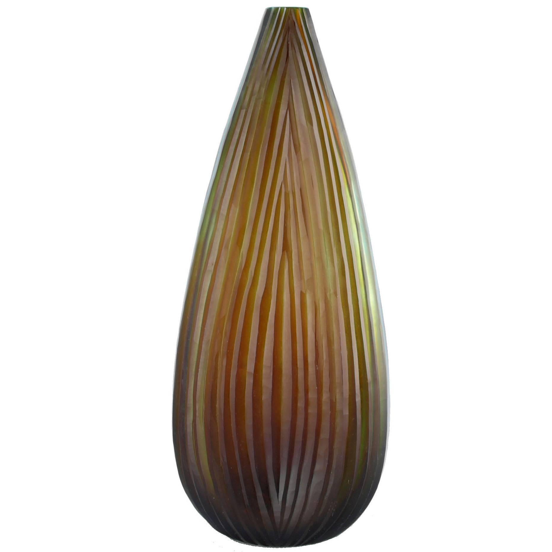 Italian Mid-Century Modern Tall Art Glass Oggetti Vase  For Sale
