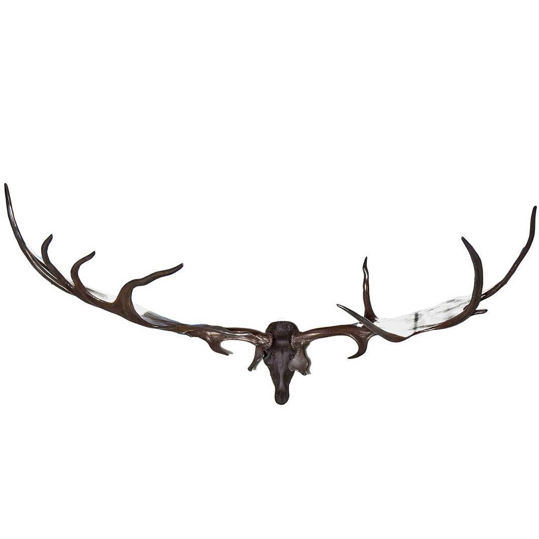 Monumental Bronze Finish Irish Elk Antlers Trophy