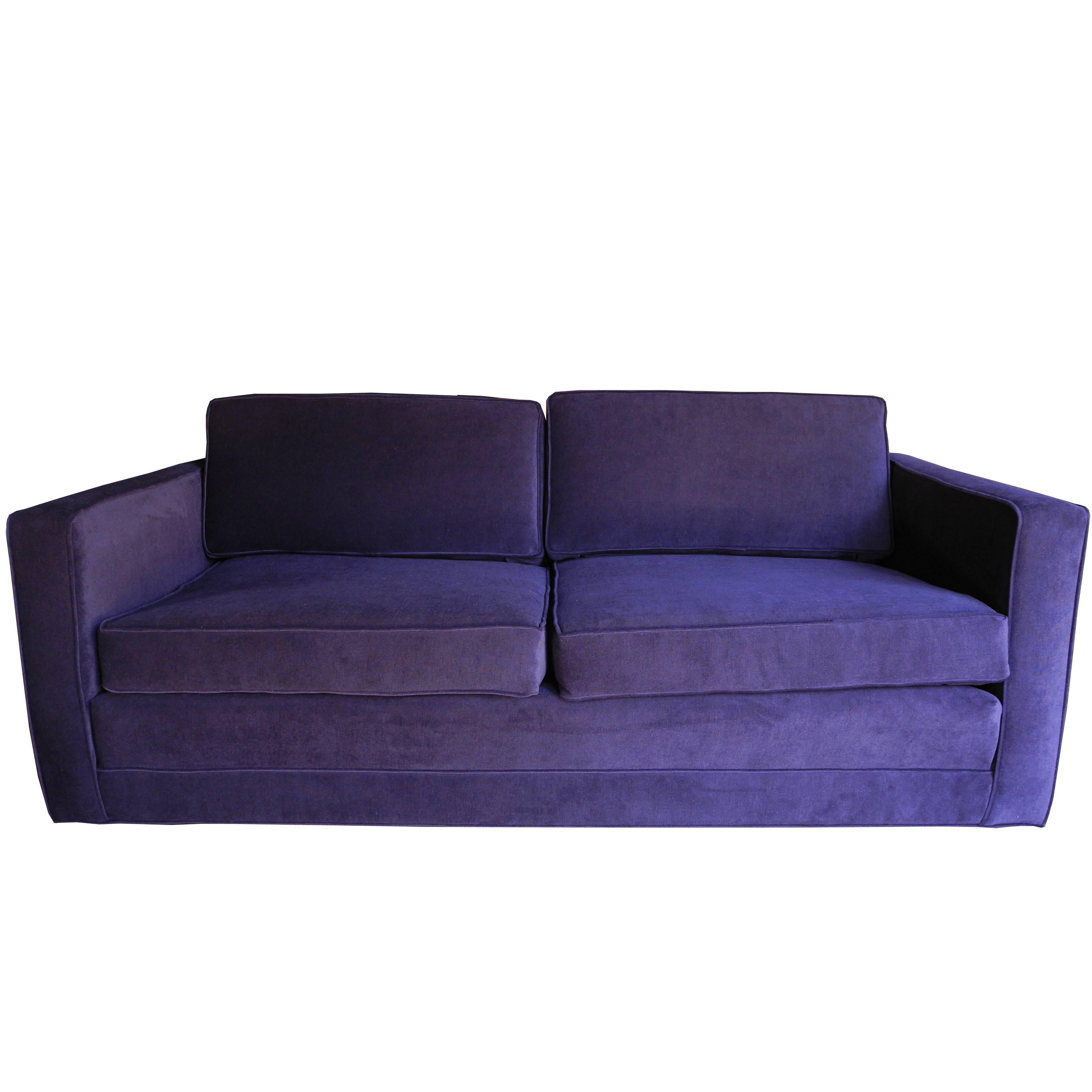 Mid-Century Modern Purple Velvet Sofa / Settee by Charles Pfister for Knoll For Sale