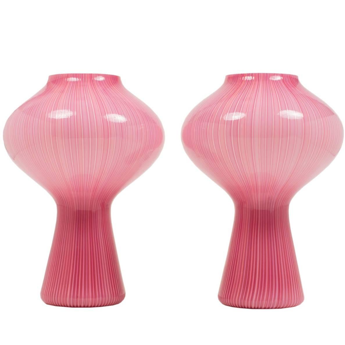 Candy Pink 1950s Venini  Lamps by Carlo Scarpa