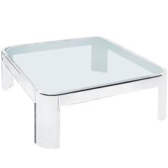Coffee Table in Thick Molded Lucite by Les Prismatiques 