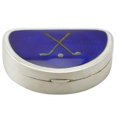 Sterling Silver and Enamel Golf Box - Antique George V
