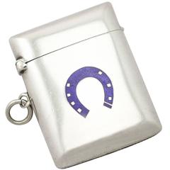 Sterling Silver and Enamel Vesta Case - Antique Victorian 7
