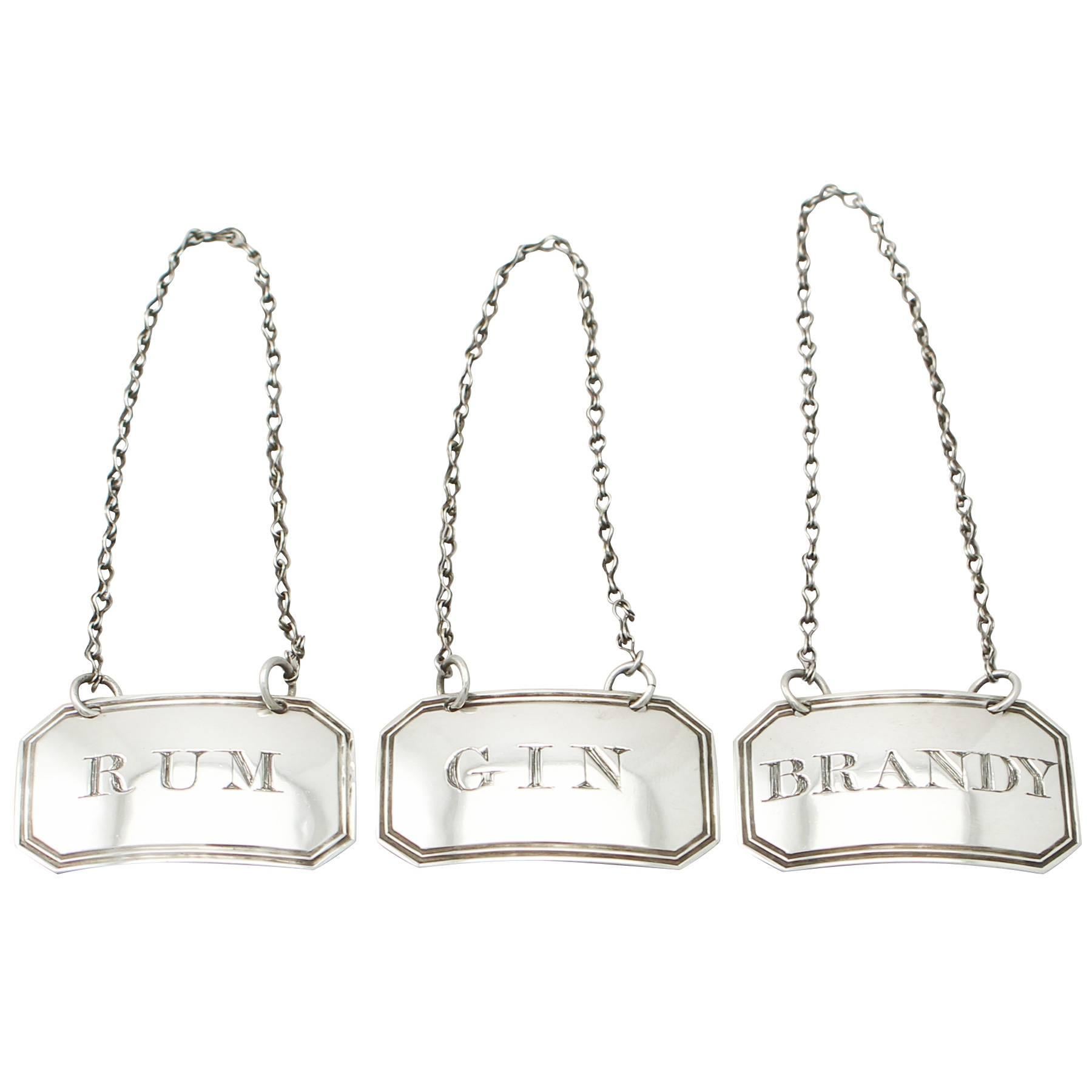 Sterling Silver Bottle Labels/Decanter Tickets, Antique IV at