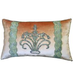 Antique Ottoman Empire Raised Gold Metallic Embroidery Pillow