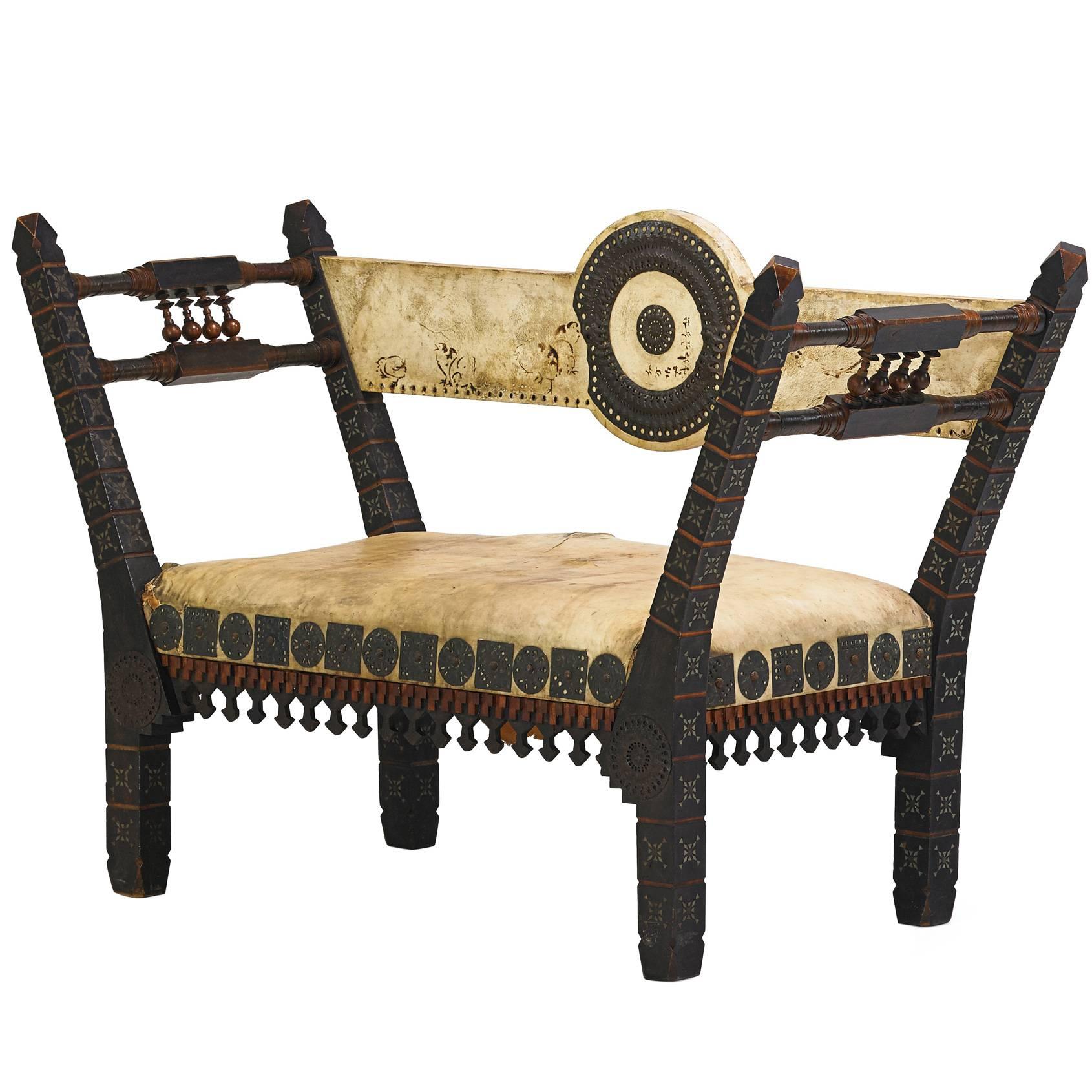 Walnut Settee by Carlo Bugatti