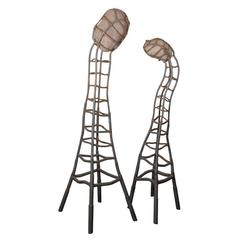 Andrew Gellatly Man and Woman Large Steel and Stone Sculptures