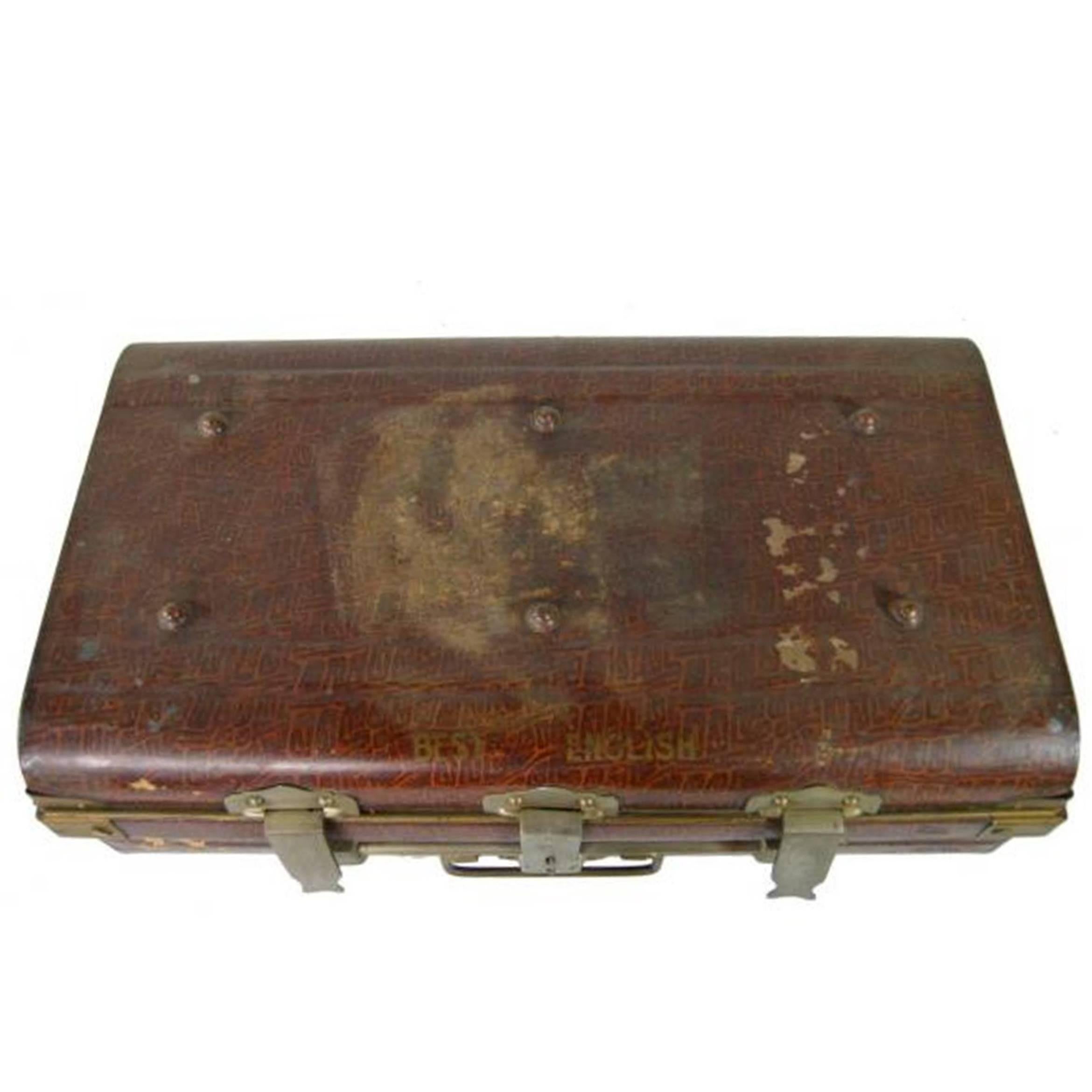 Ancienne malle en métal verrouillé britannique Wilkes & Son pour l'exportation, vers 1800 en vente