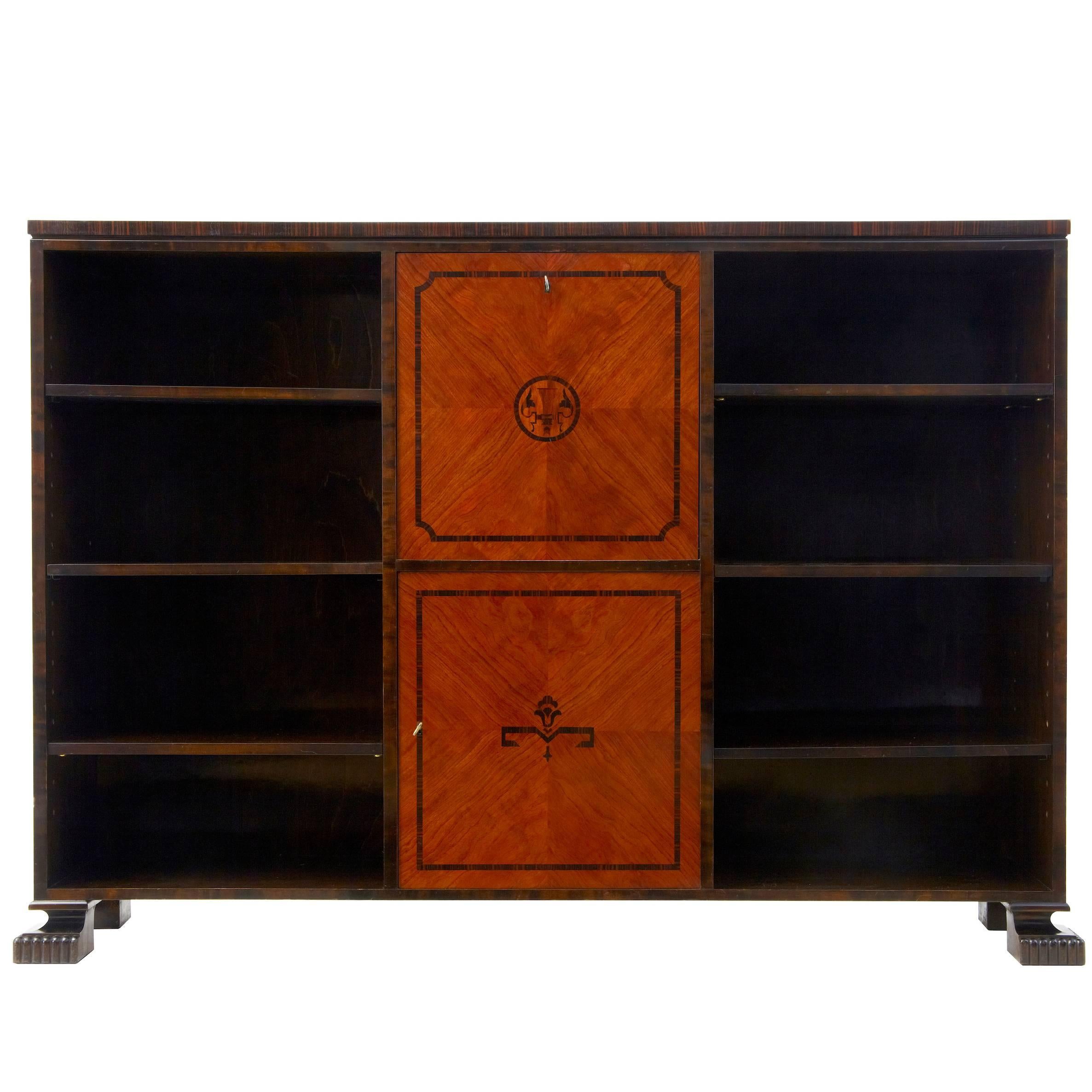 Early 20th Century Art Deco Open Bookcase Cabinet