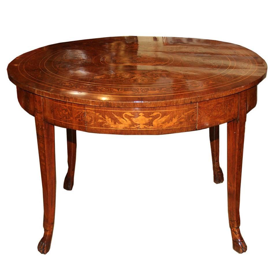 18th Century Milanese Marquetry Center Table For Sale